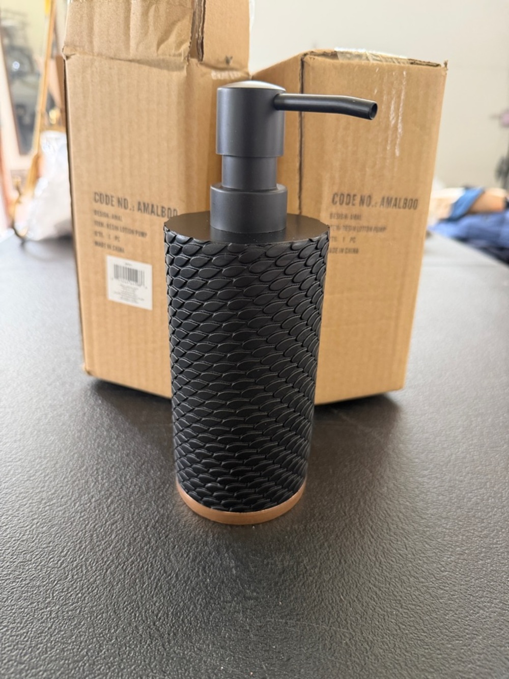 Black Textured Pump Soap Dispenser - Set of 2